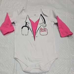 Doctor Cutie Pink and White Kids One Piece